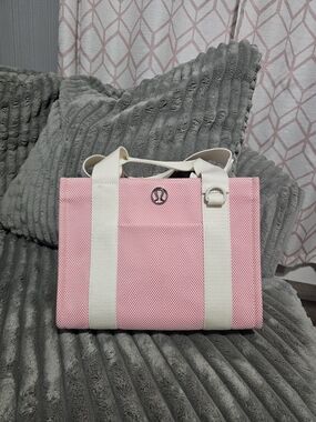 lululemon athletica Pink Canvas Tote with Cream Straps